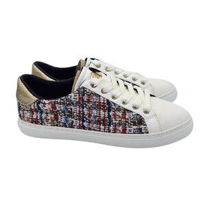 Nine West NIB Best2 Tweed Lace Up White Sneakers SZ 7.5